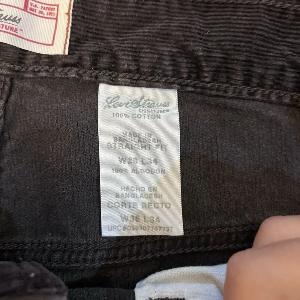 Y2K Levi Strauss Signature Straight Leg Dark Brown Corduroy Pants 36x34 (36x33)